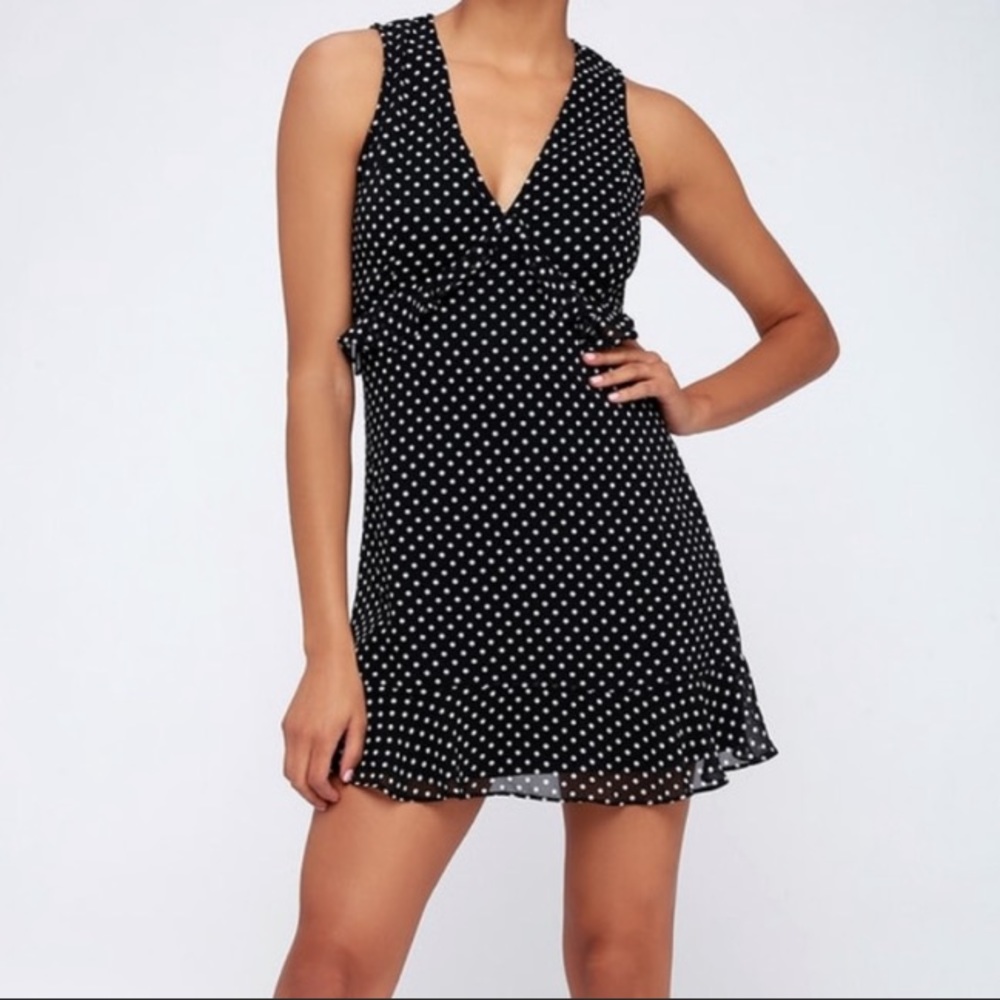 Lulus black polka dot dress